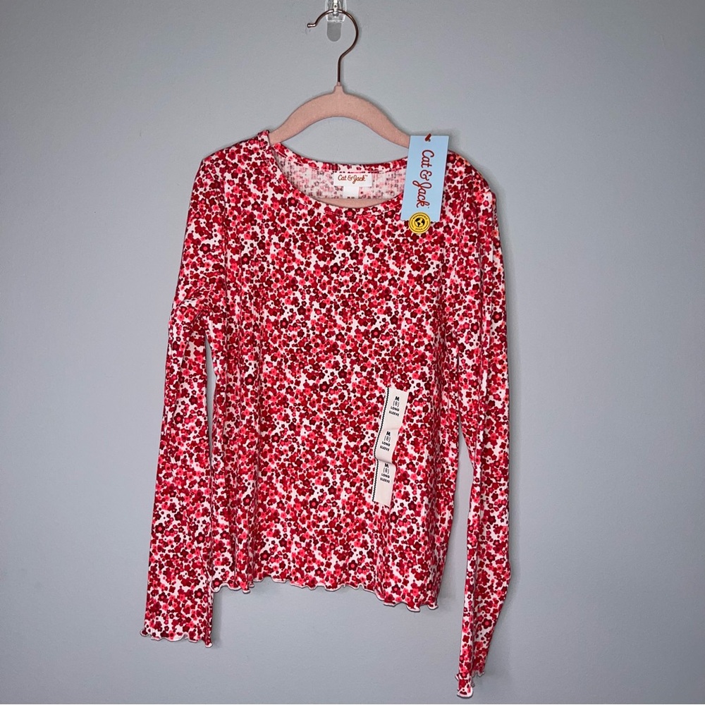 NEW Cat & Jack Red Floral Long Sleeve Tee